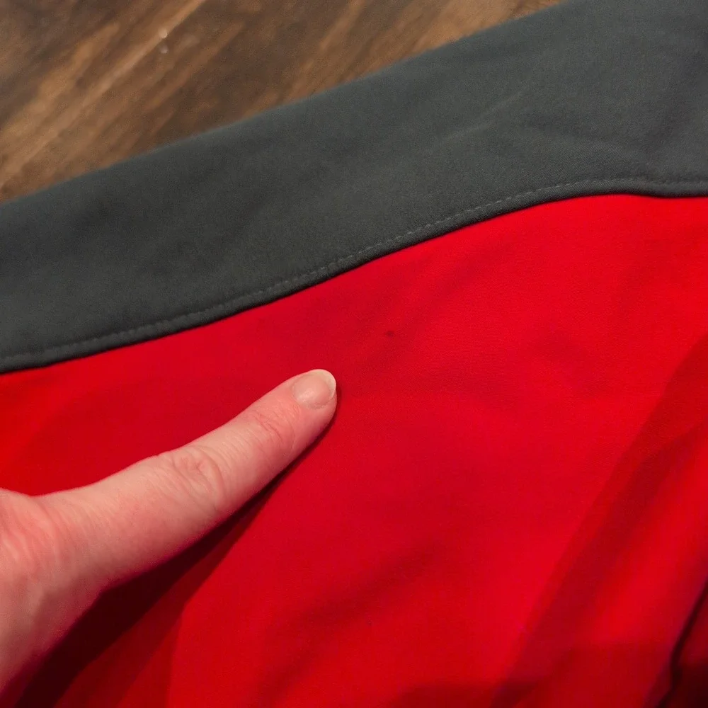 The North‎ Face Mens Jacket Gray Red Full Zip Fleece Lined Activewear Size L